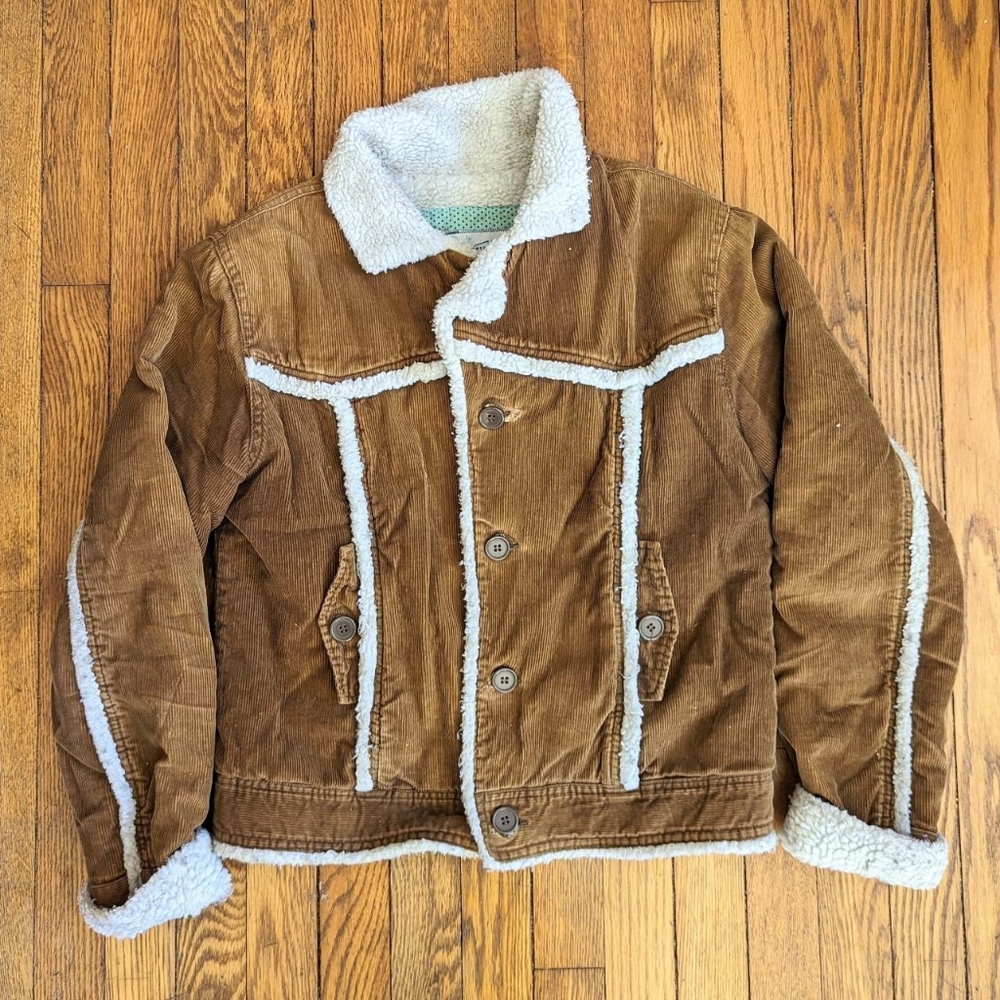 Vintage Y2k Corduroy Fleece Trim Bomber Jacket